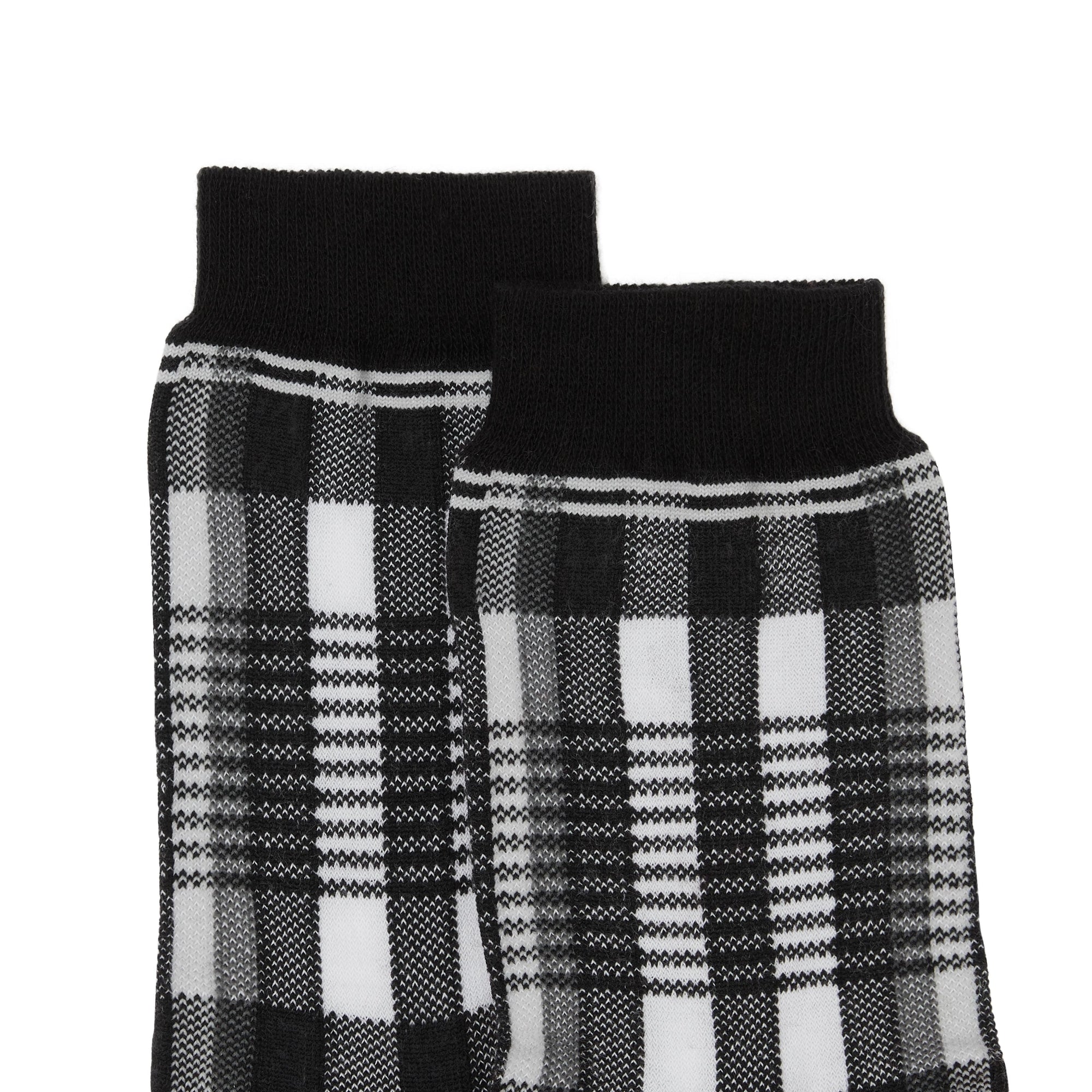 Chaussettes en coton stretch technique check en intarsia - Black & White
