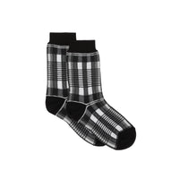 Chaussettes en coton stretch technique check en intarsia - Black & White