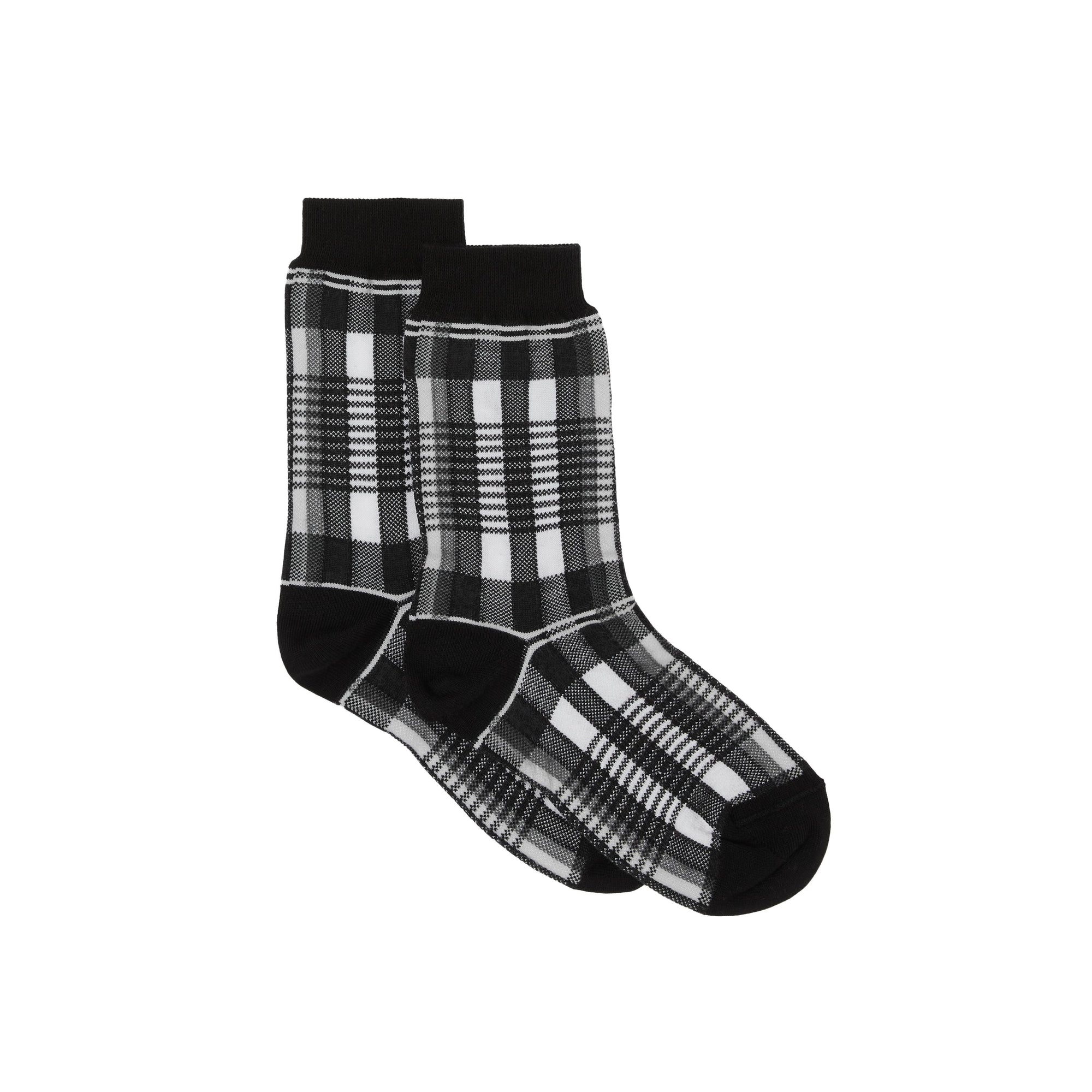 Chaussettes en coton stretch technique check en intarsia - Black & White