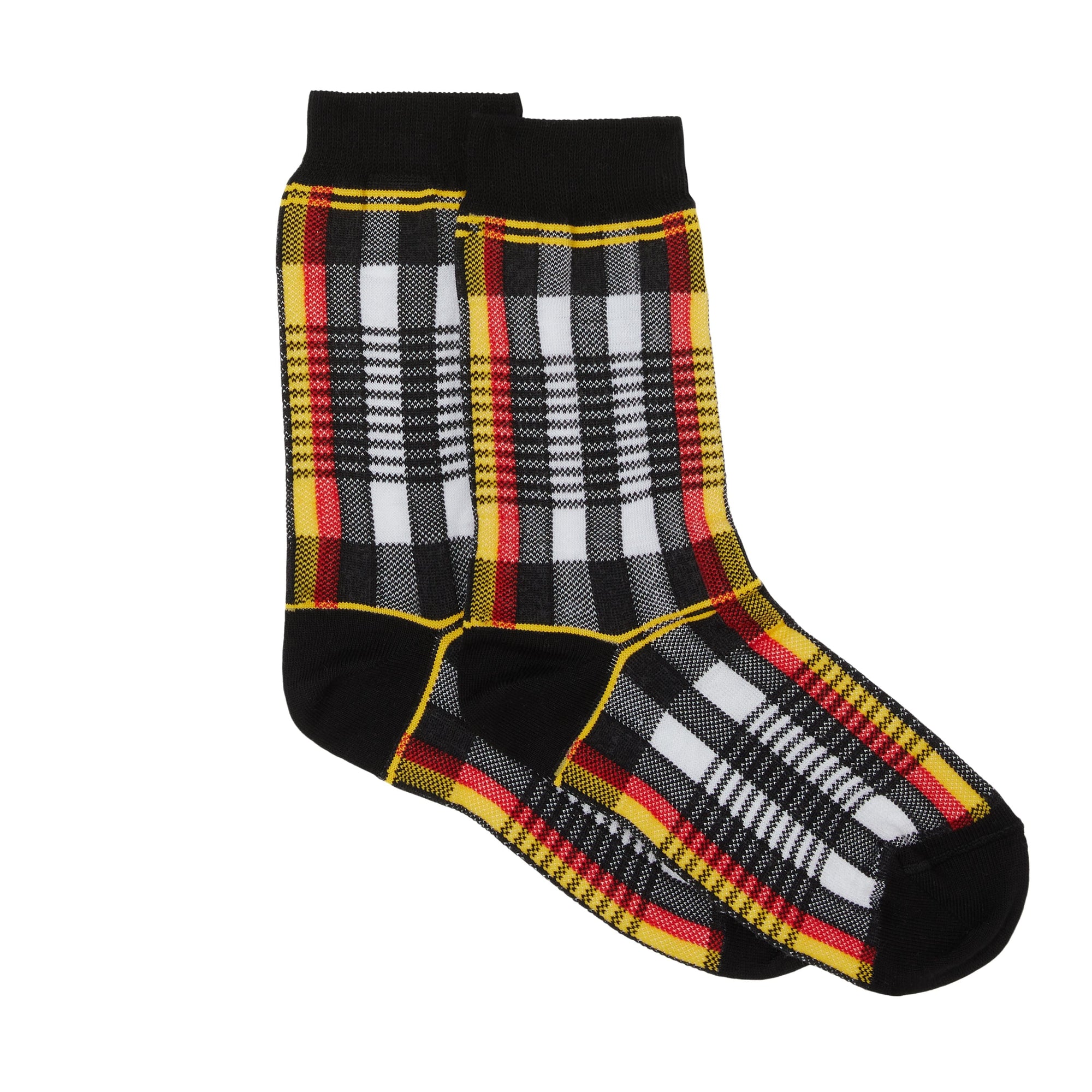 Chaussettes en coton stretch technique check en intarsia - Red & Yellow
