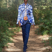 Cuissardes en denim surpiqué avec détail hublot - Denim Blue