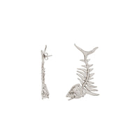 Boucles d'oreilles plaquées palladium avec fossile marin - Palladio