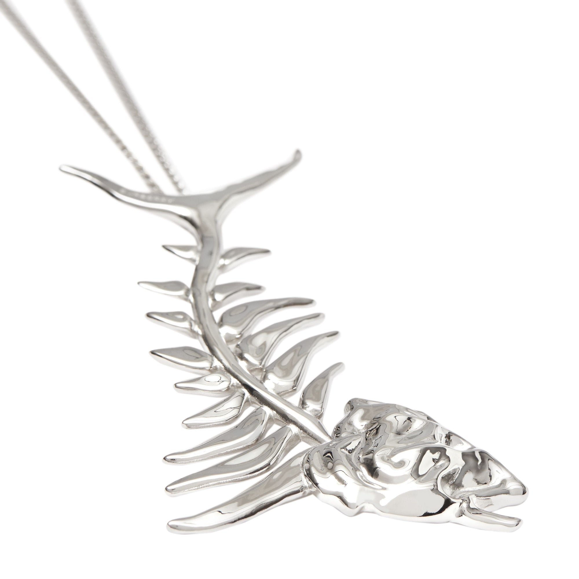 Collier à maillons plaqué palladium avec fossile marin - Palladio