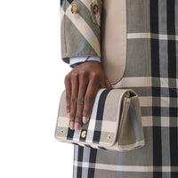 Petit sac à bandoulière en toile check - Soft Fawn