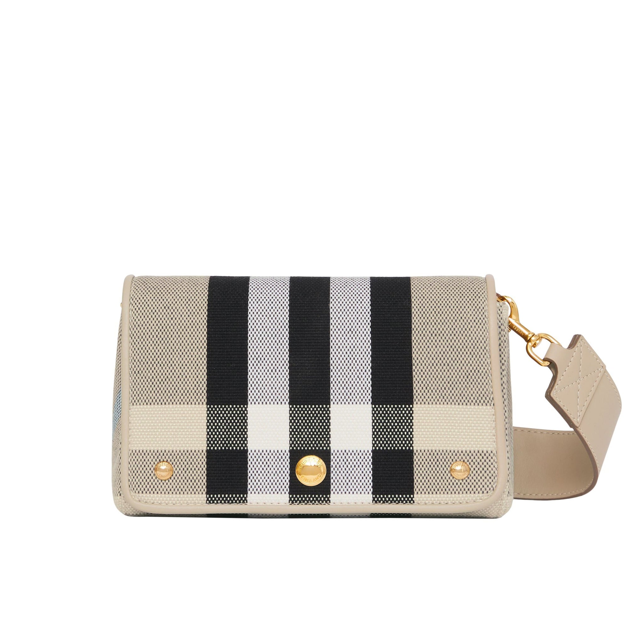 Petit sac à bandoulière en toile check - Soft Fawn