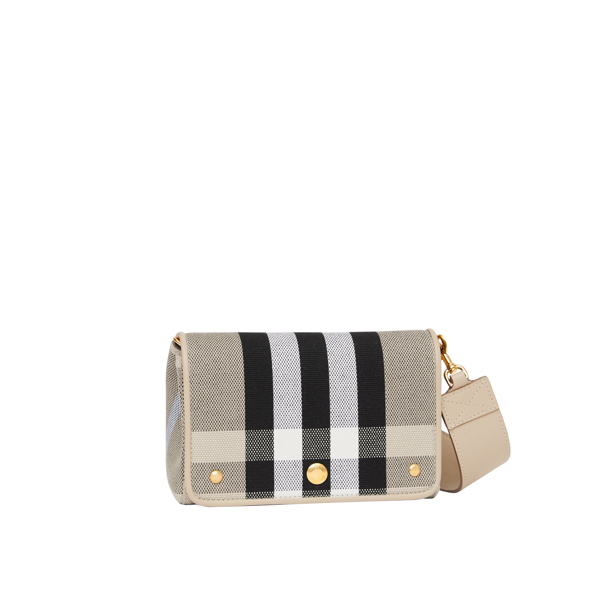 Petit sac à bandoulière en toile check - Soft Fawn