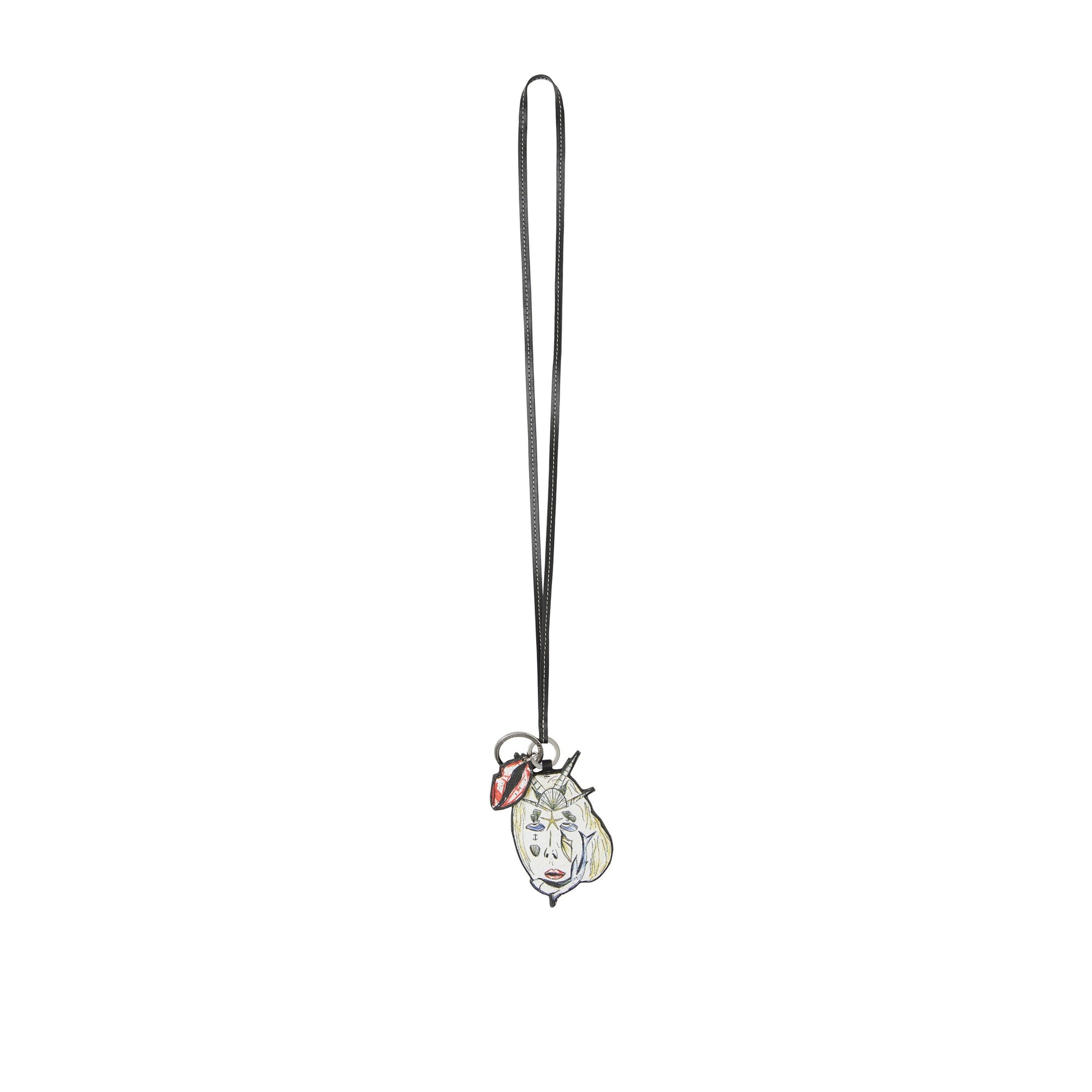 Porte-clés en cuir avec illustration marine - White
