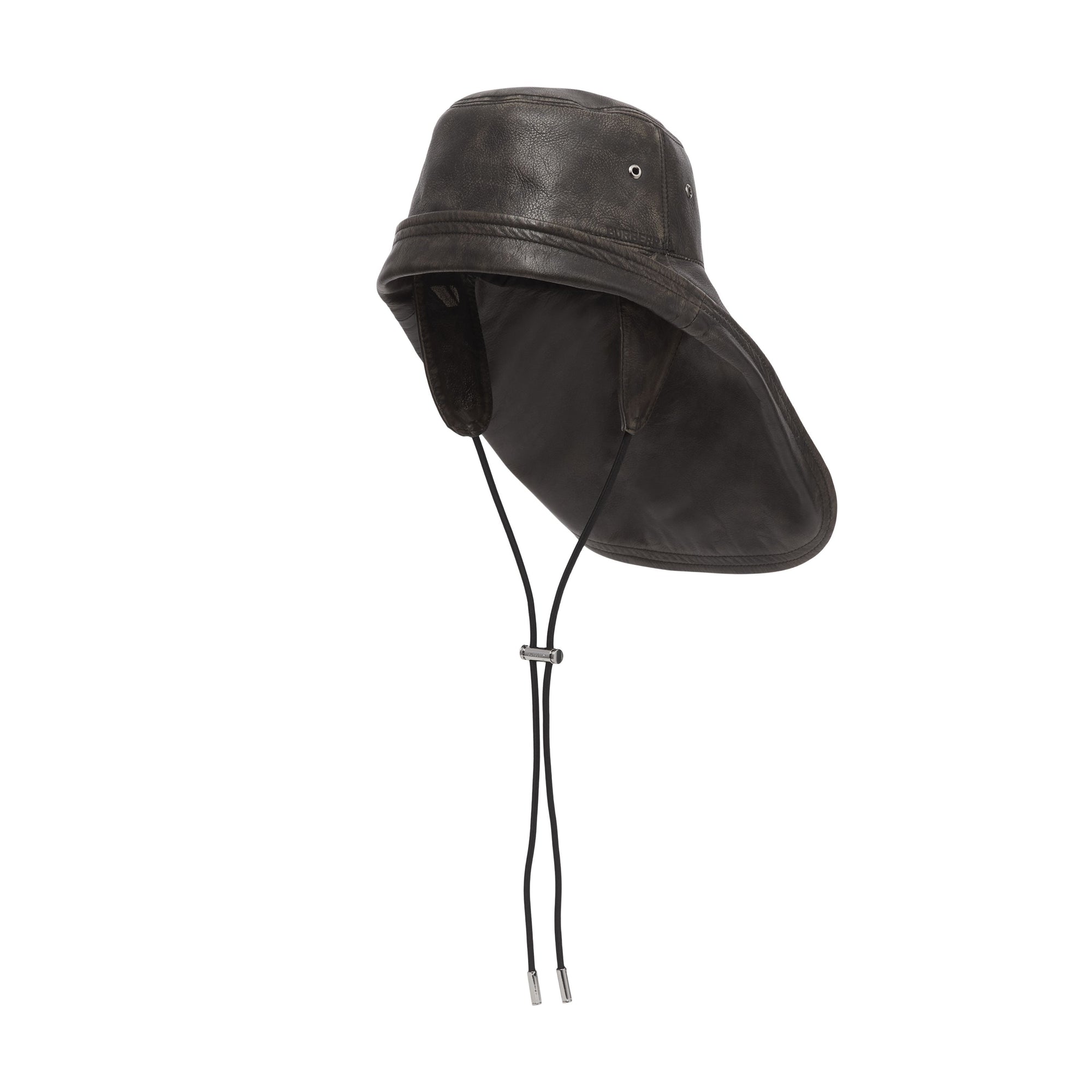 Chapeau de pêcheur en cuir avec logo - Black