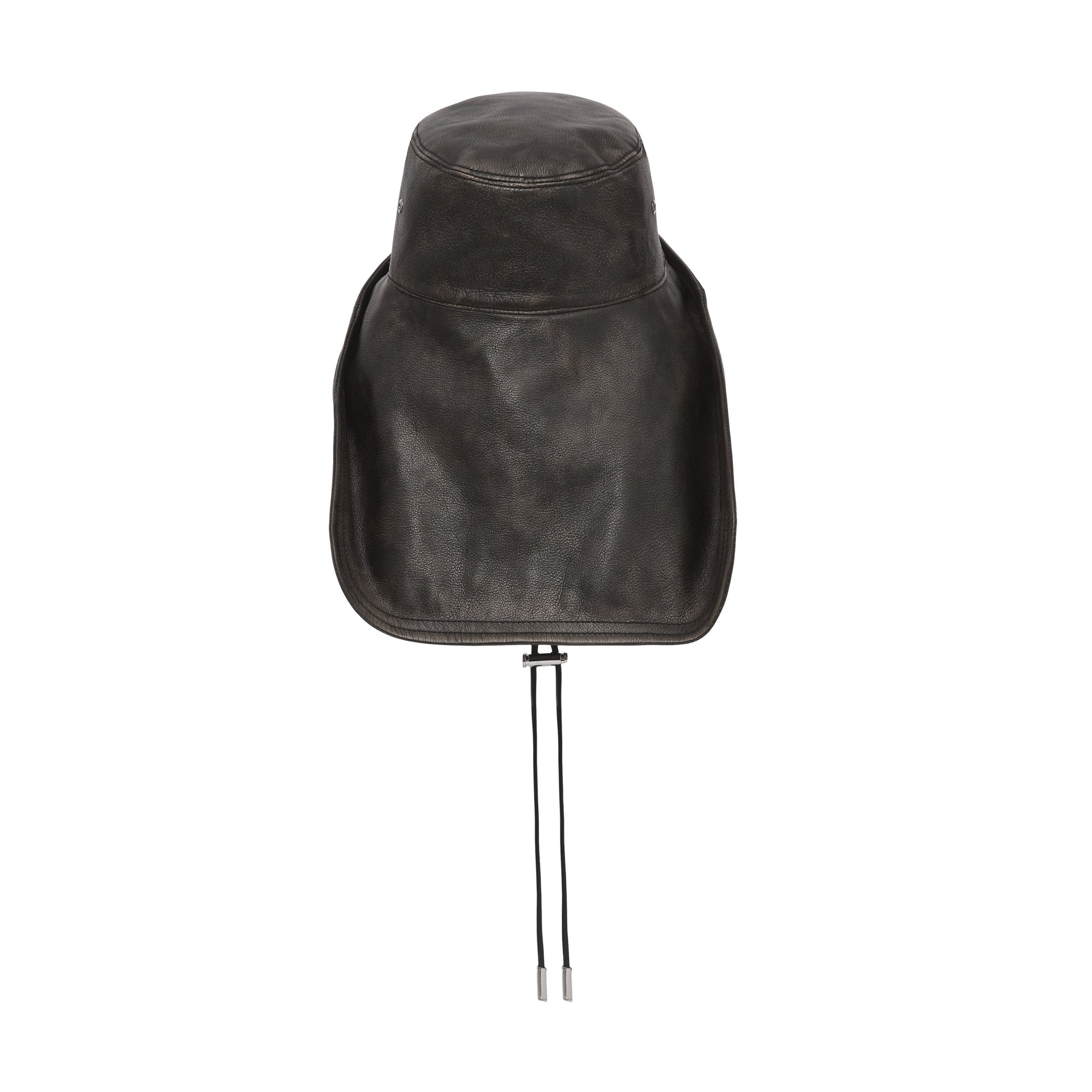 Chapeau de pêcheur en cuir avec logo - Black