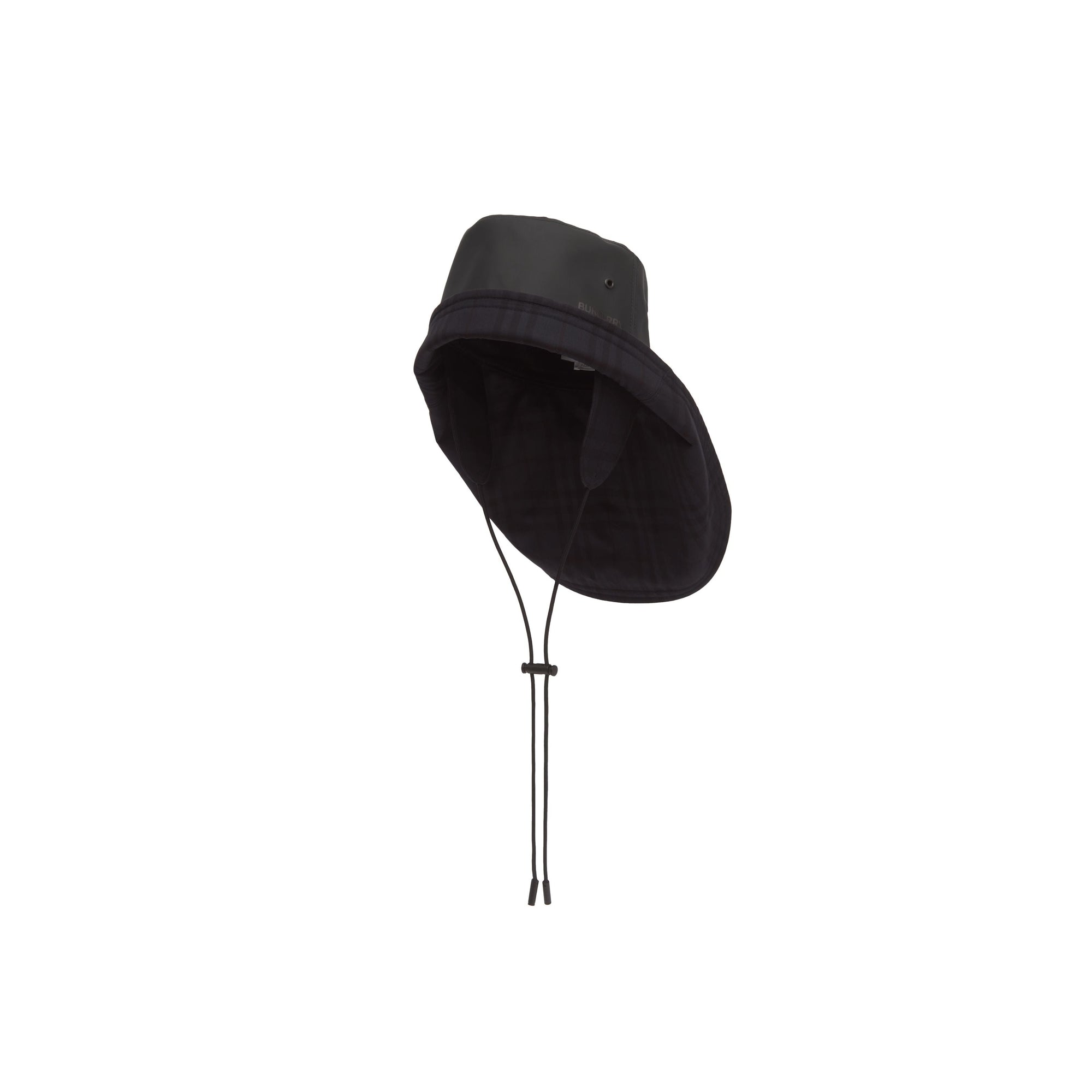Chapeau de pêcheur en coton caoutchouté avec logo - Black