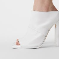 Mules à bout ouvert en cuir - Optic White