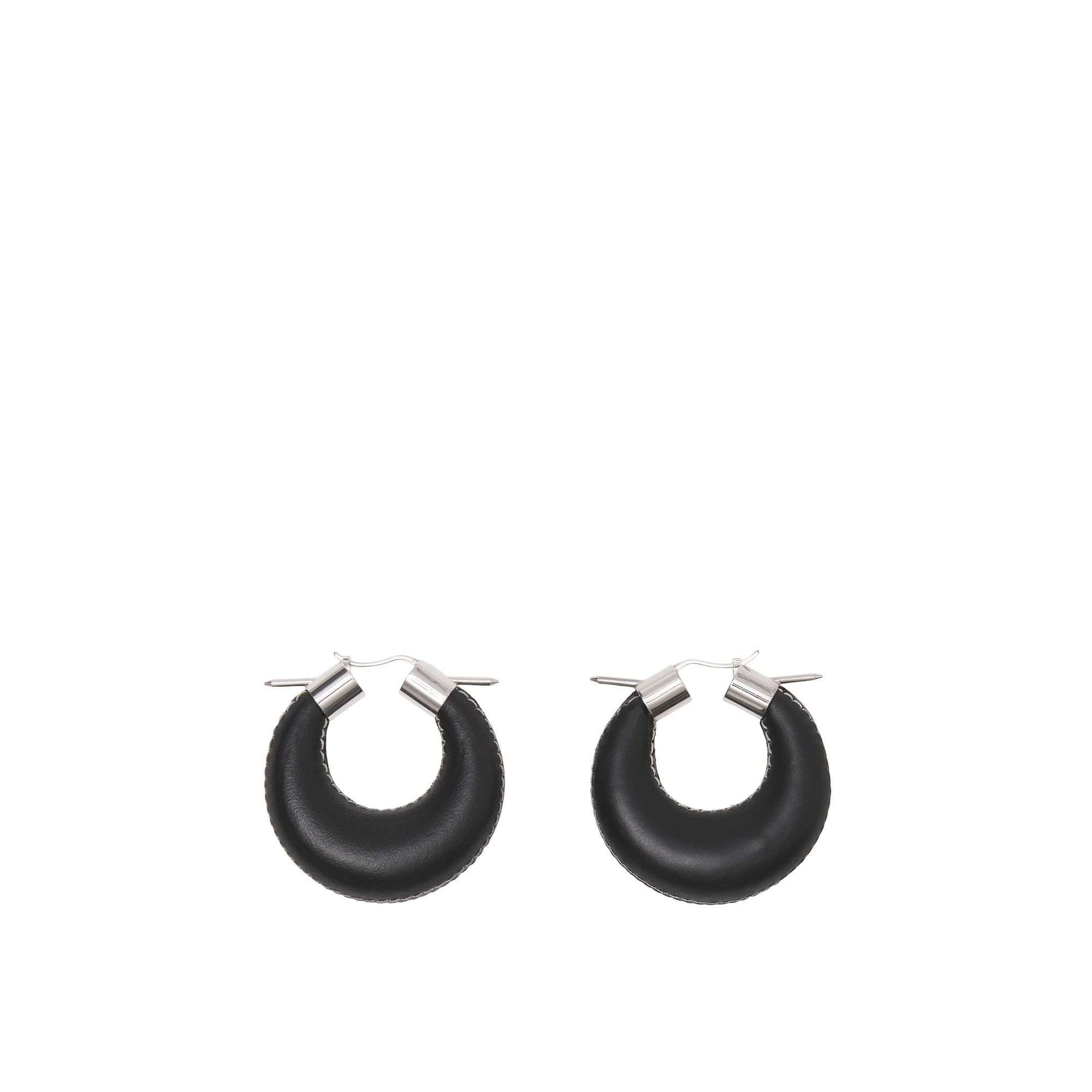 Créoles en cuir surpiqué avec clou - Palladio & Black