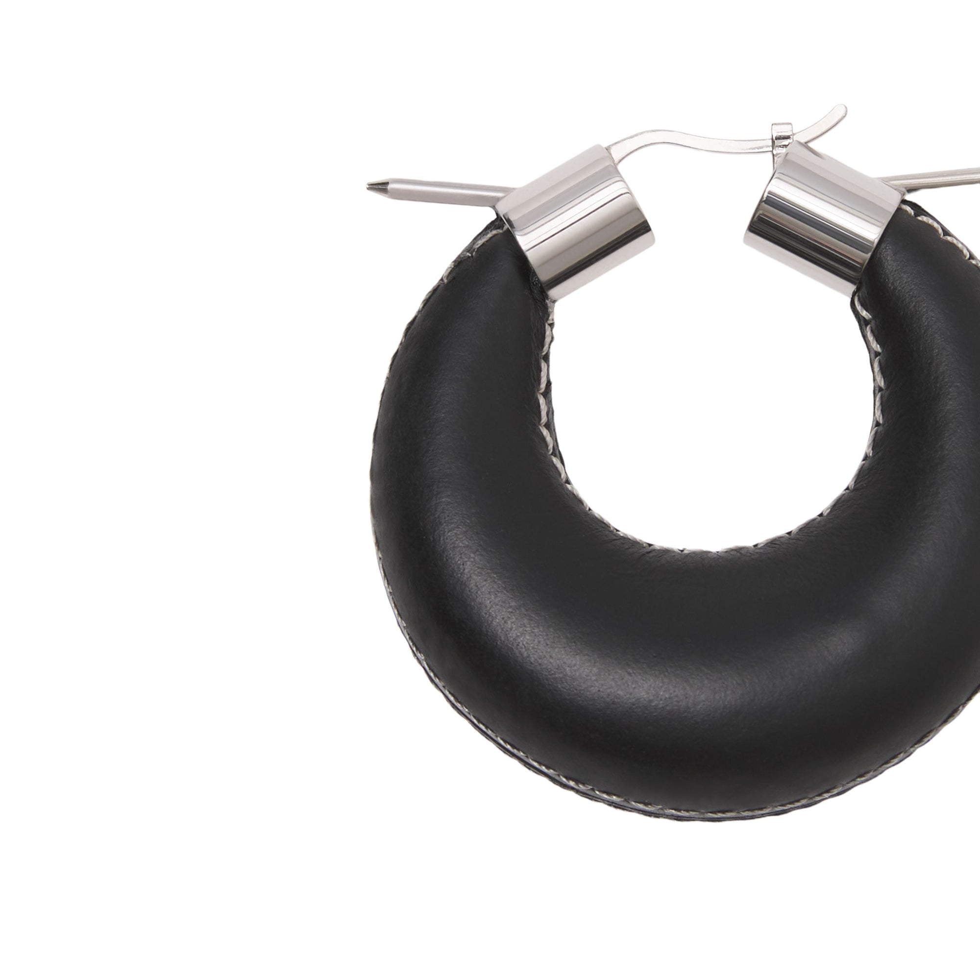 Créoles en cuir surpiqué avec clou - Palladio & Black