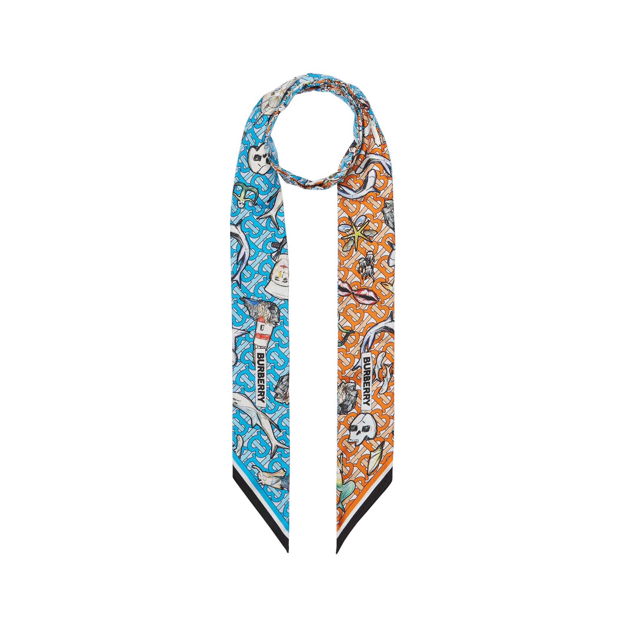 Foulard ultrafin en soie à imprimé montage - Multicolour