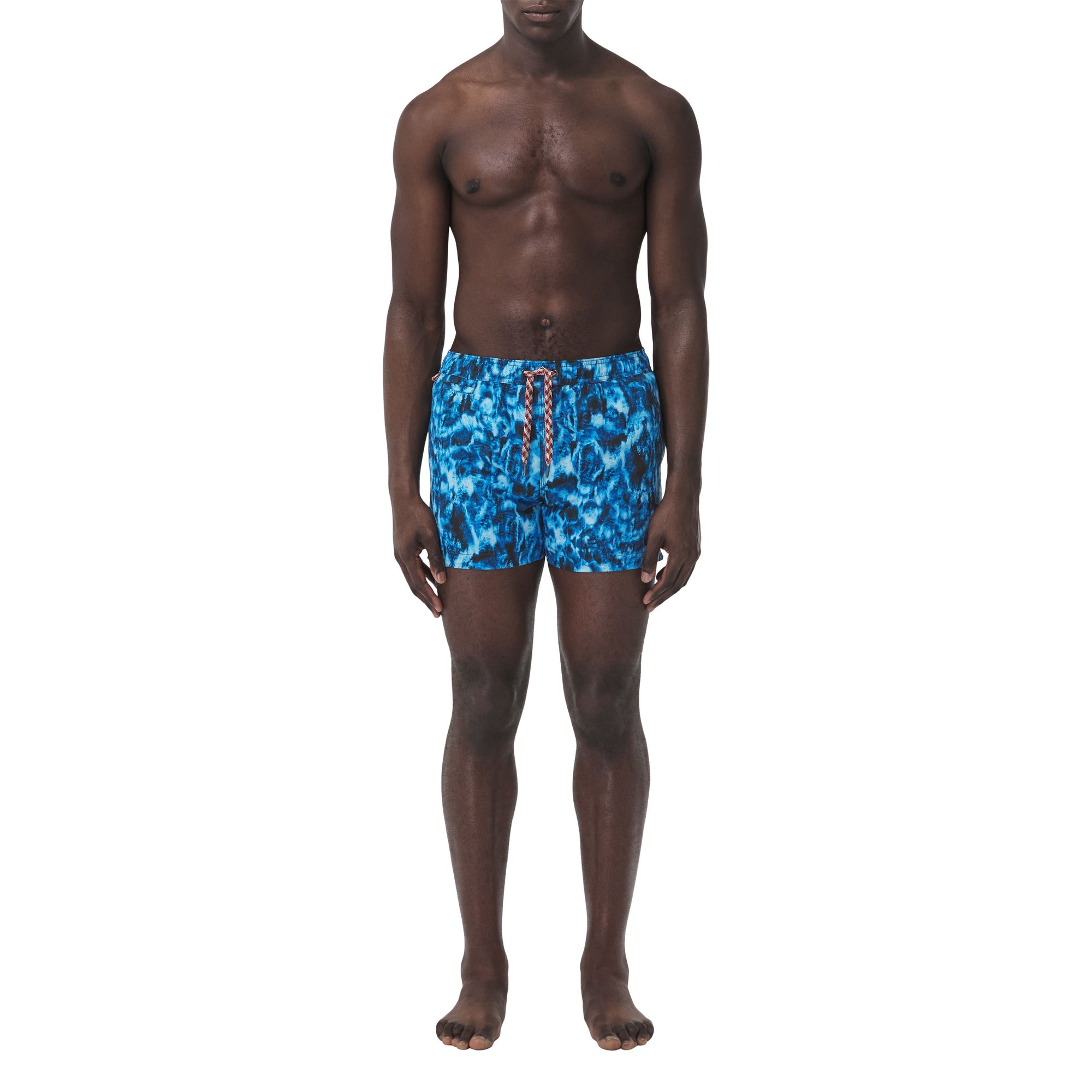 Short de bain à cordon de serrage à imprimé vaguelette - Midnight Navy