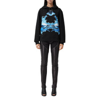 Hoodie oversize en coton à imprimé requin - Black