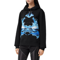 Hoodie oversize en coton à imprimé requin - Black