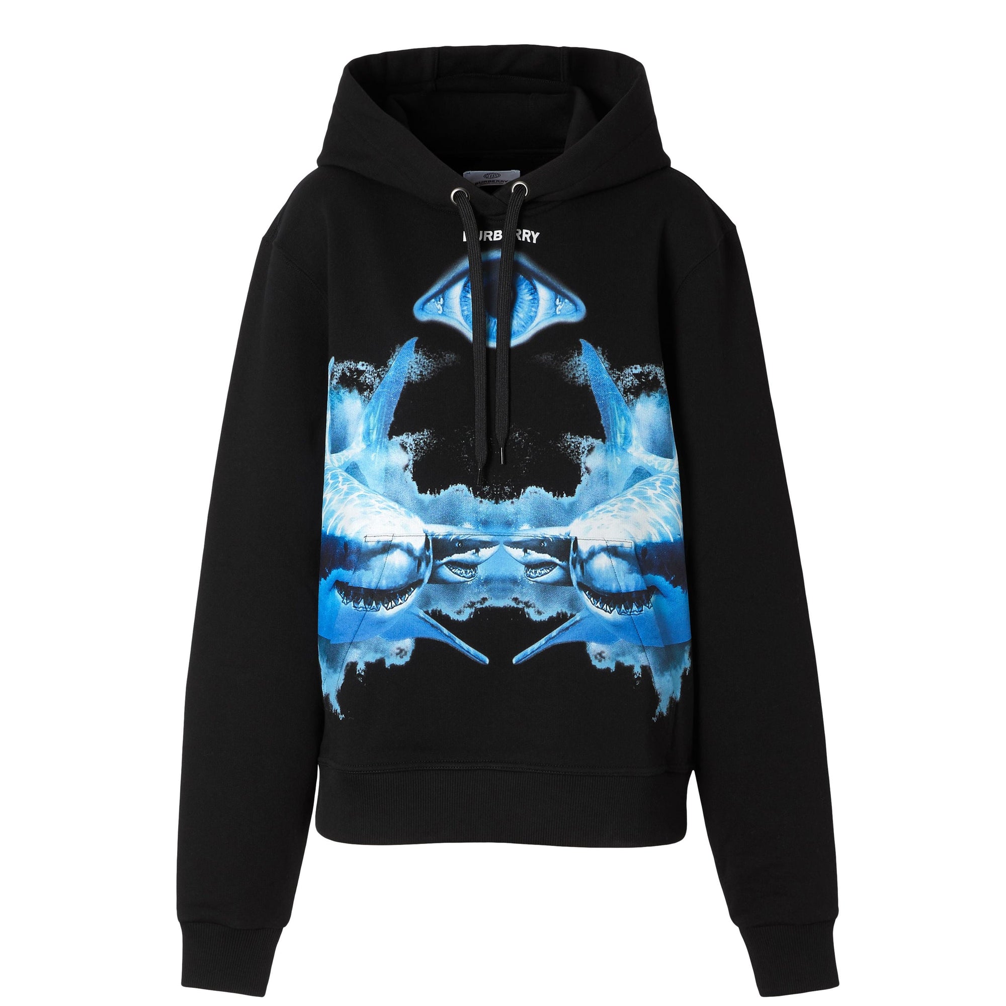 Hoodie oversize en coton à imprimé requin - Black