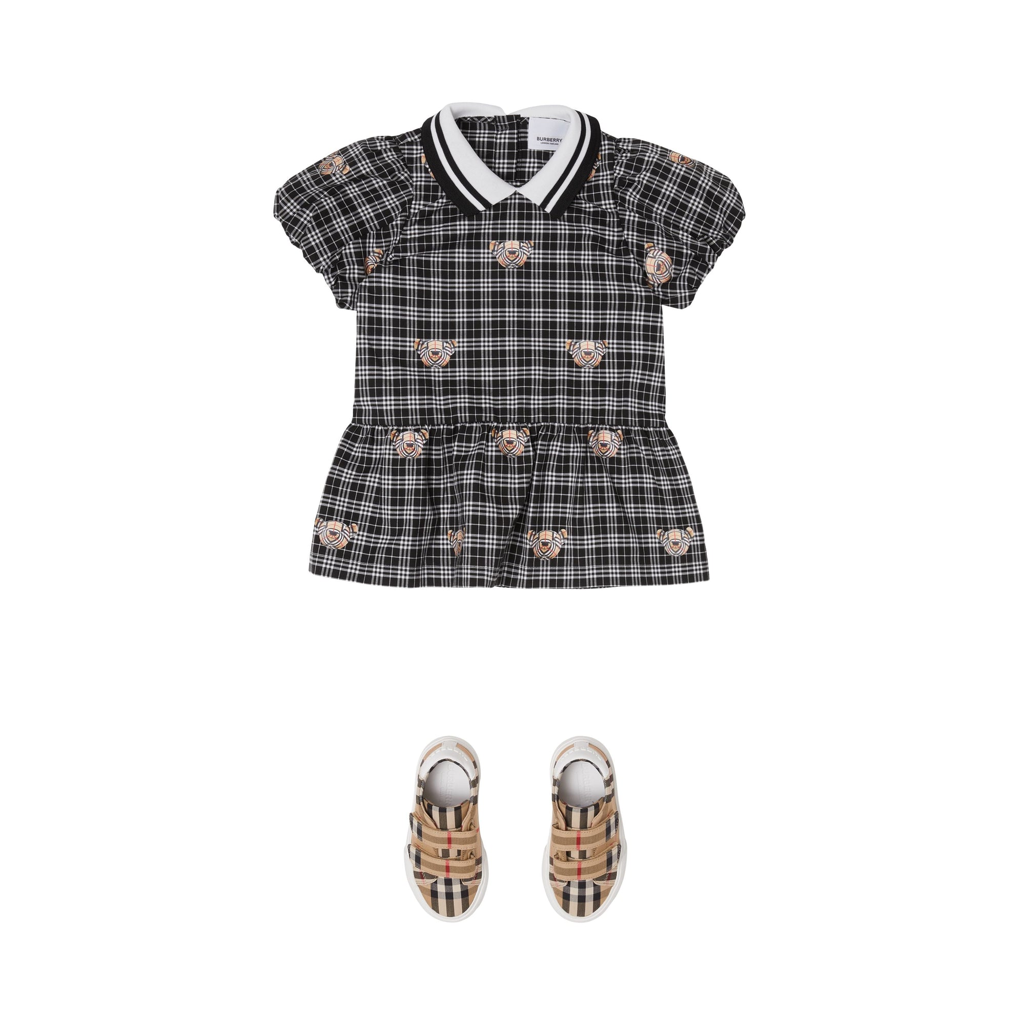 Robe manches bouffantes imprimé Thomas Bear - Black & White
