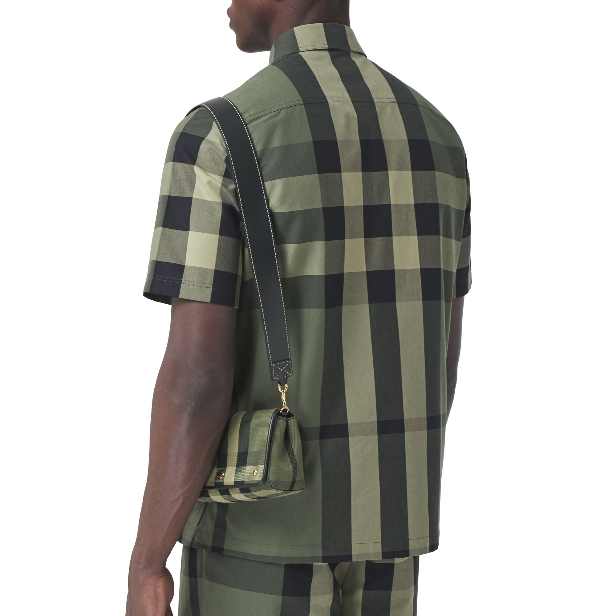 Petit sac à bandoulière en toile check - Military Green