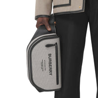 Grand sac banane Olympia en toile et cuir - Black