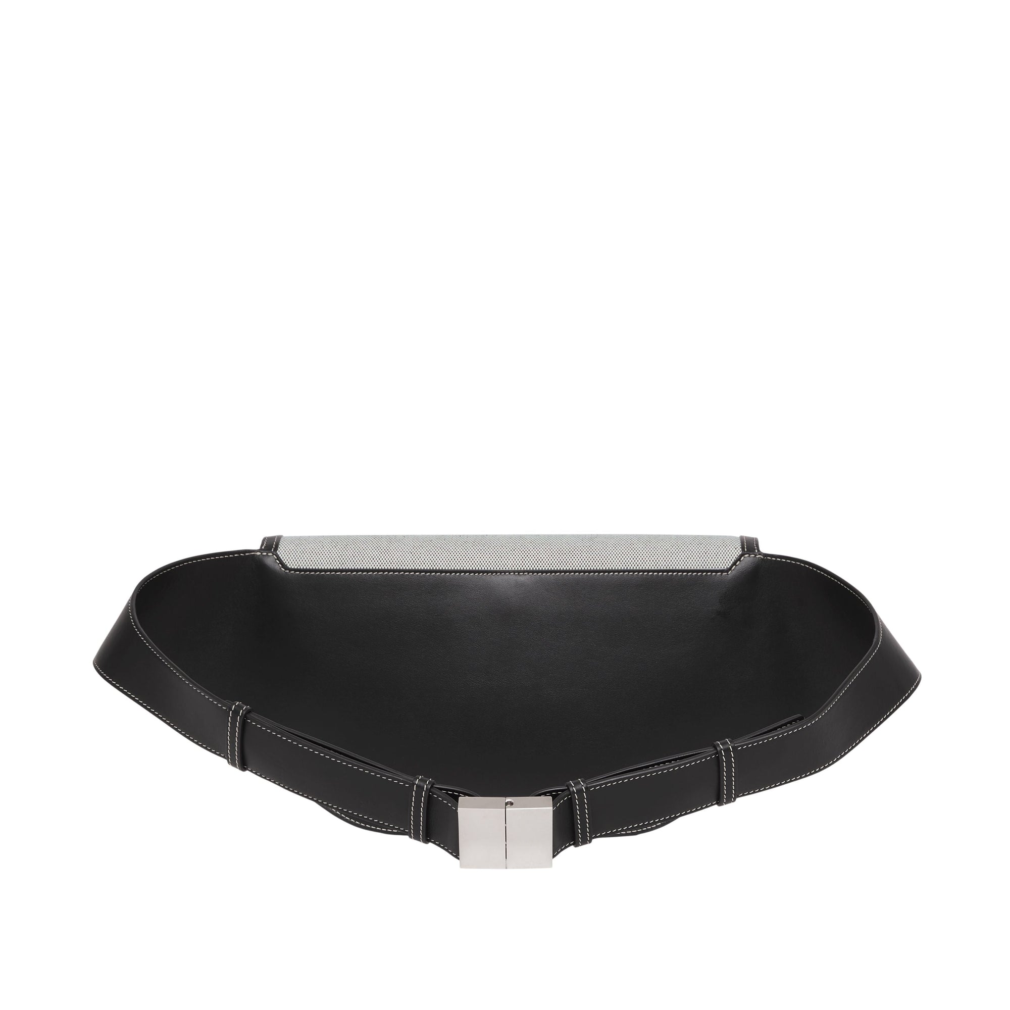 Grand sac banane Olympia en toile et cuir - Black