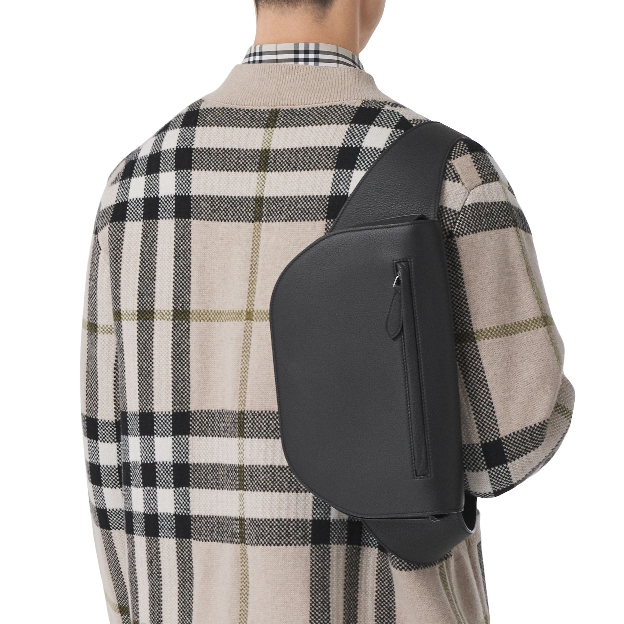 Grand sac banane Olympia en cuir grainé - Black