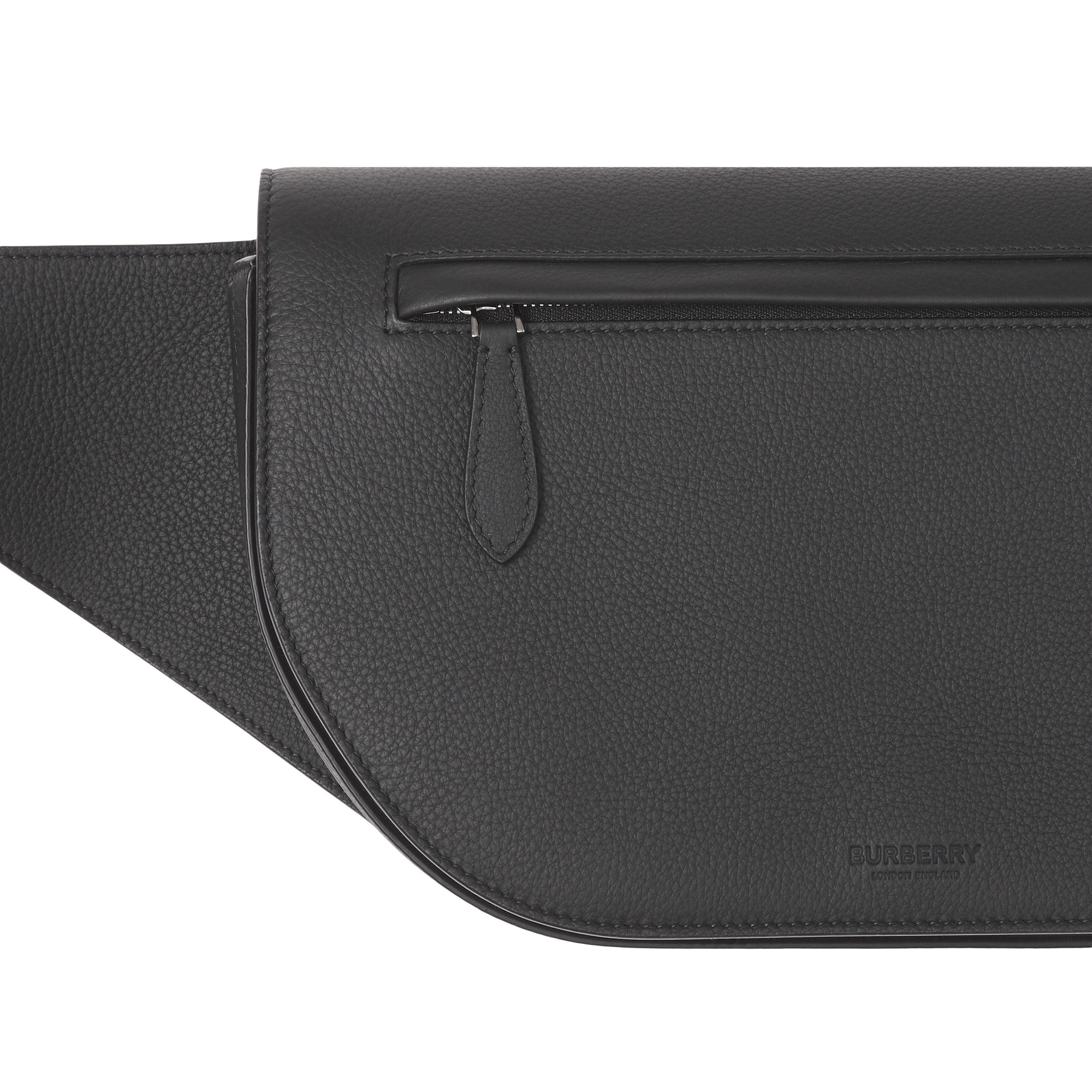 Grand sac banane Olympia en cuir grainé - Black
