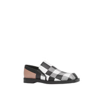 Mocassins en cuir check - Black & White