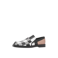 Mocassins en cuir check - Black & White