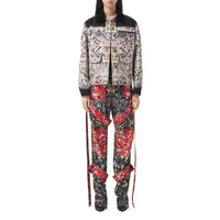 Pantalon cargo en soie à imprimé floral avec lanières amovibles - Black
