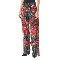 Pantalon cargo en soie à imprimé floral avec lanières amovibles - Black