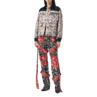 Pantalon cargo en soie à imprimé floral avec lanières amovibles - Black