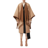 Cape réversible en jacquard de cachemire avec logo - Camel