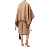 Cape réversible en jacquard de cachemire avec logo - Camel