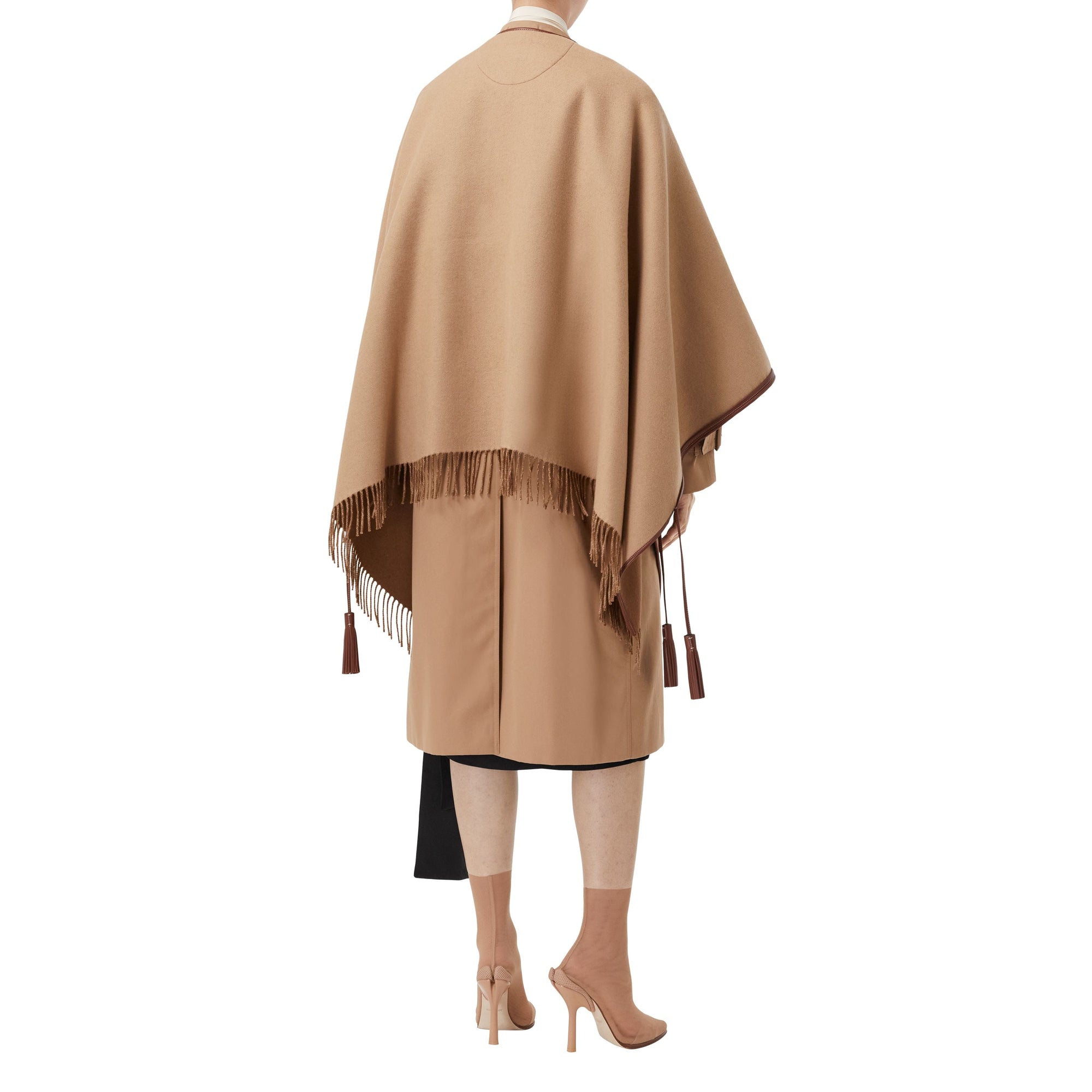 Cape réversible en jacquard de cachemire avec logo - Camel
