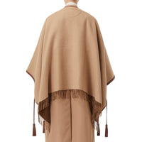 Cape réversible en jacquard de cachemire avec logo - Camel