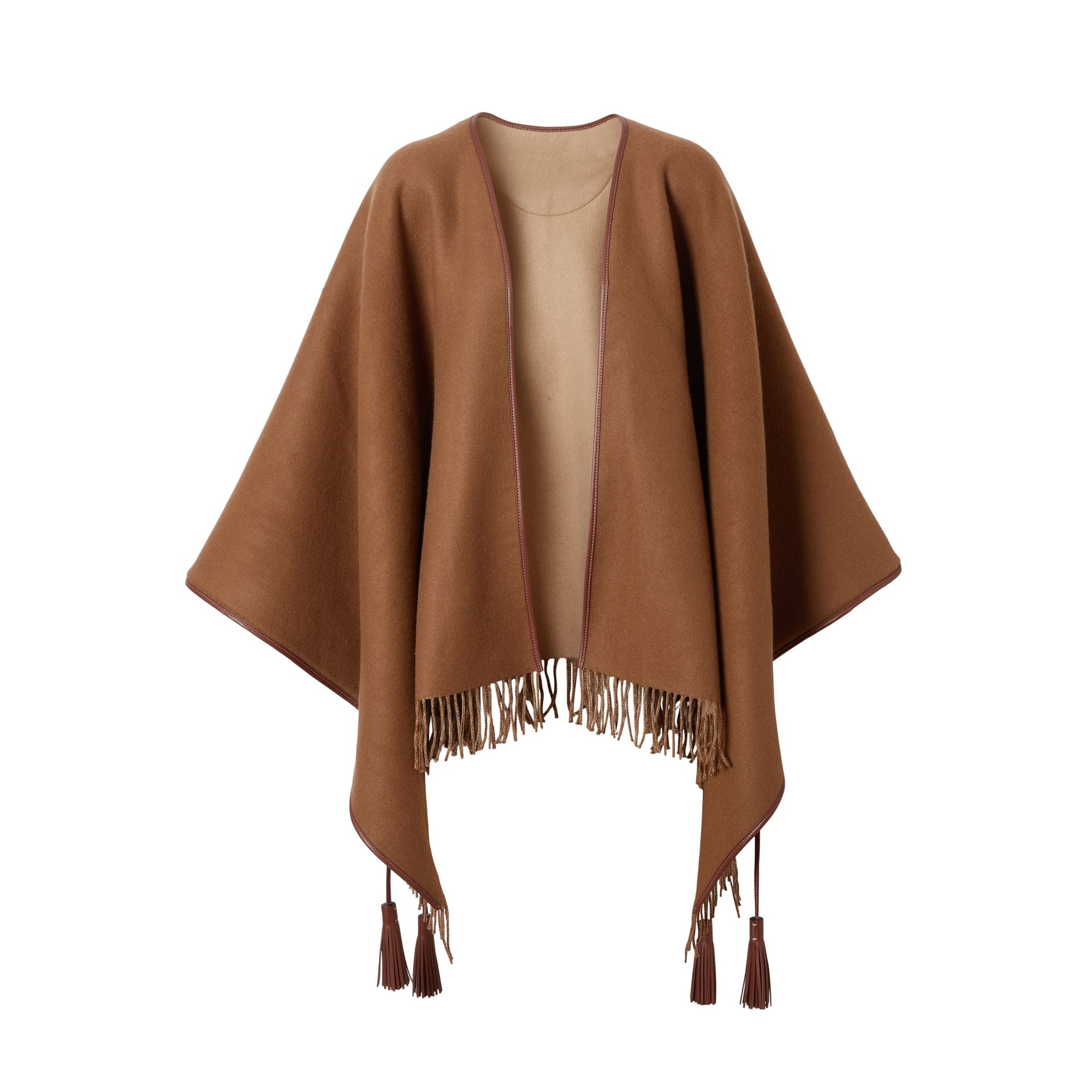 Cape réversible en jacquard de cachemire avec logo - Camel
