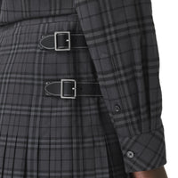 Kilt en coton check avec détails en cuir - Dark Charcoal