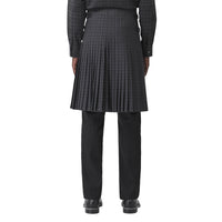 Kilt en coton check avec détails en cuir - Dark Charcoal