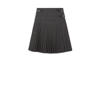 Kilt en coton check avec détails en cuir - Dark Charcoal