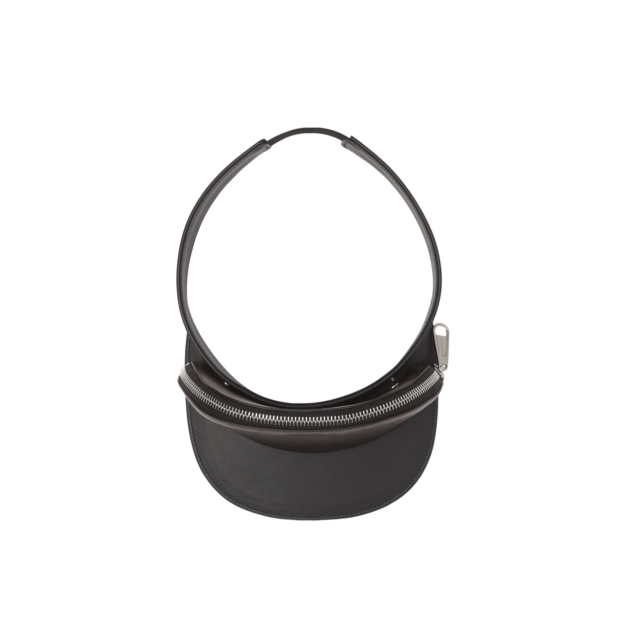 Visière en cuir avec poche zippée amovible - Black