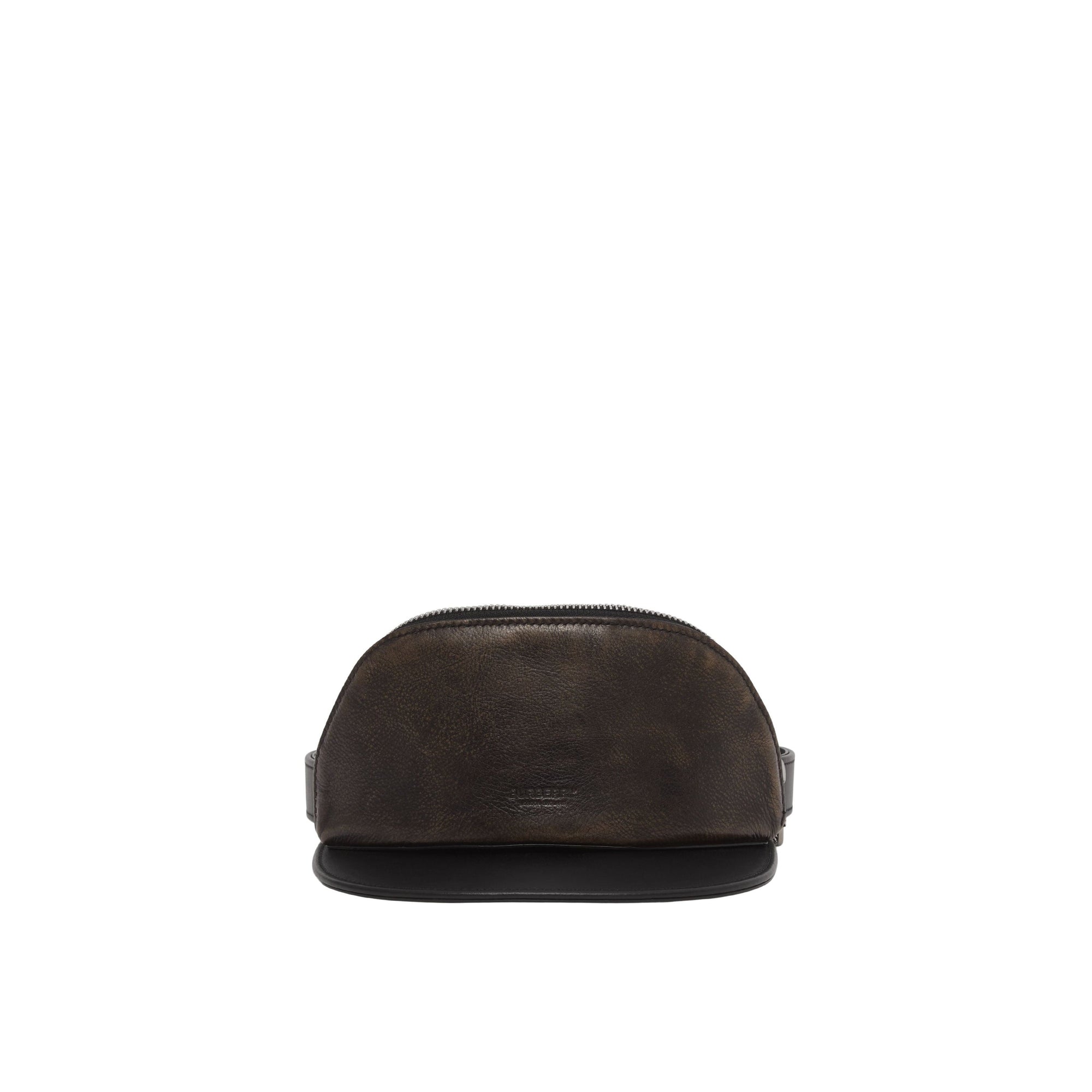 Visière en cuir avec poche zippée amovible - Black
