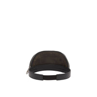 Visière en cuir avec poche zippée amovible - Black