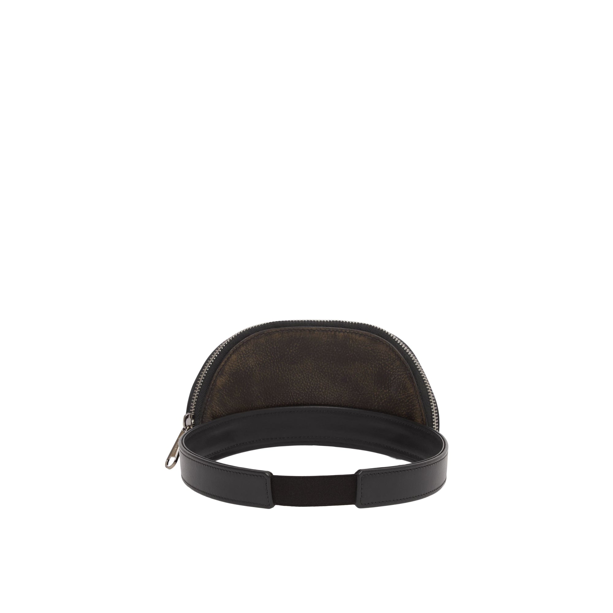Visière en cuir avec poche zippée amovible - Black