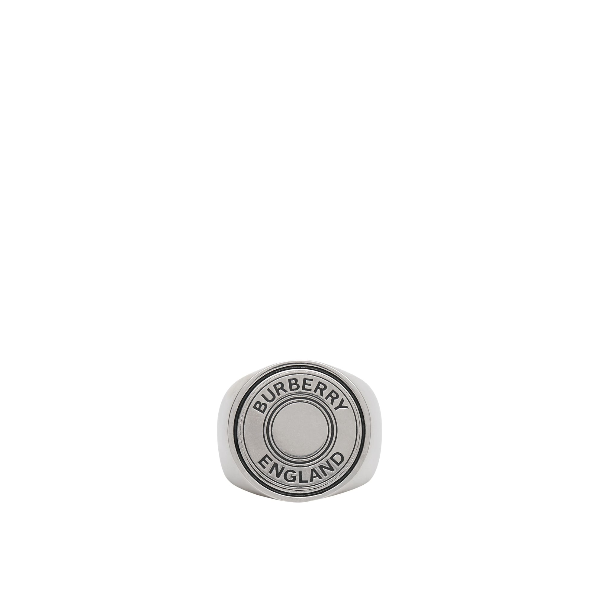 Chevalière plaquée palladium avec logo - Vintage Silver