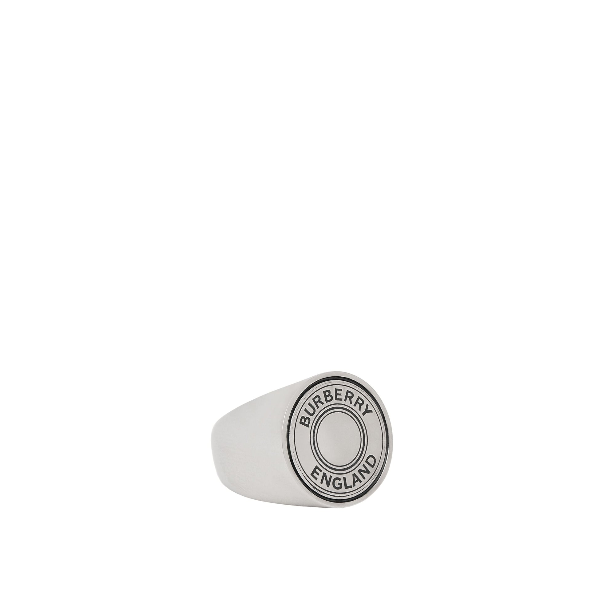 Chevalière plaquée palladium avec logo - Vintage Silver
