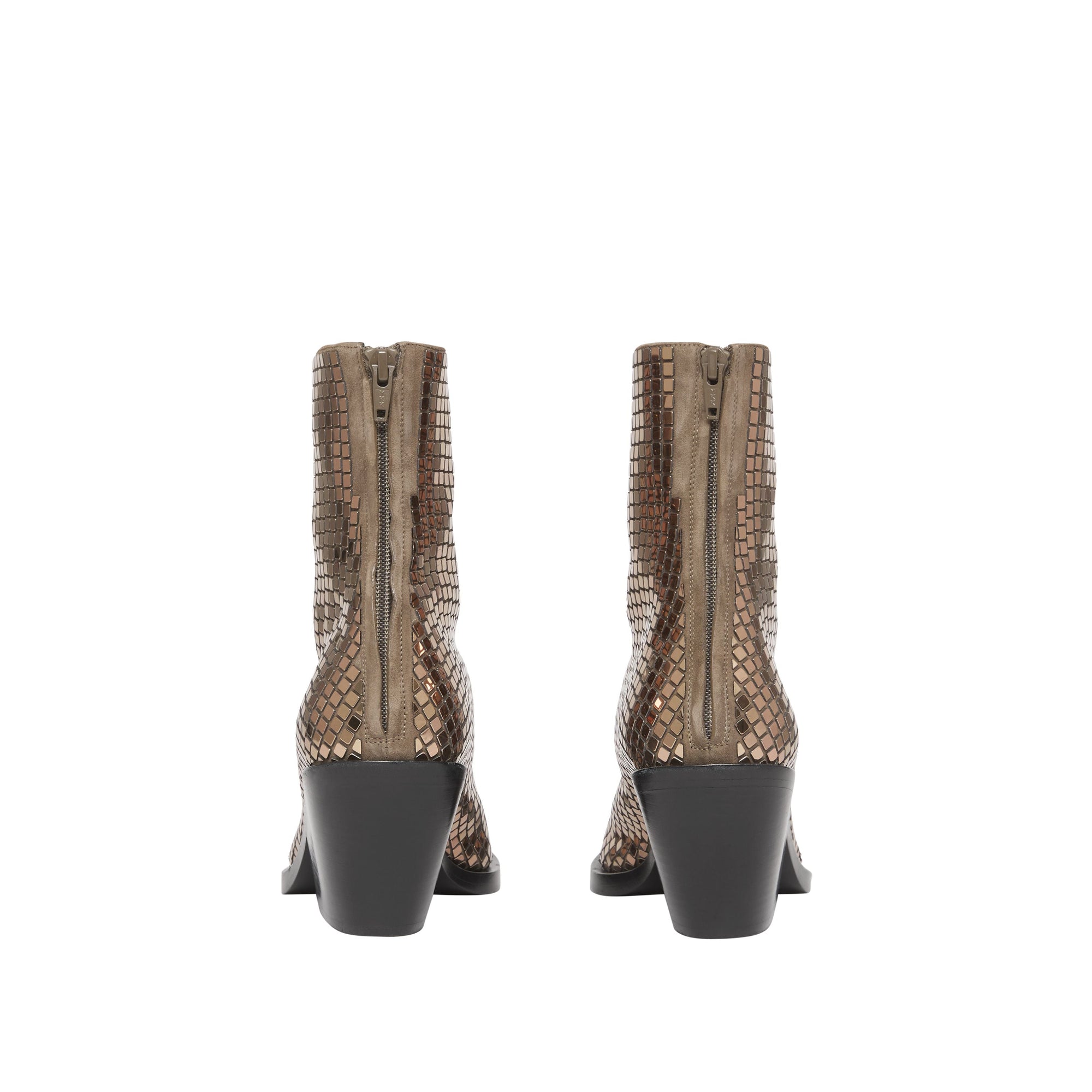 Bottines à talon bottier à sequins - Light Gold