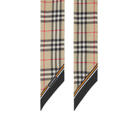 Foulard ultrafin en soie avec Vintage check et imprimé floral - Beige