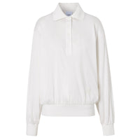 Polo à manches longues en soie et coton Monogram - Ivory